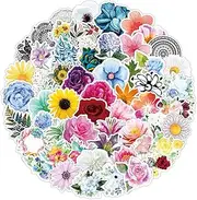 Flower Stickers, 100 Pcs Beautiful Floral Leaves Roses Decals for Water Bottles Laptop Cars Phone Case, Waterproof Aesthetic Stickers for Girls, Kids, Teens DIY Art Craft Scrapbooks Journals