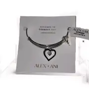 Alex & Ani Heart Charm Bracelet Silver Finish Dangle Bangle New