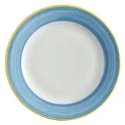 G.E.T. PA1601902524 Corona Calypso Blue Porcelain 10" dia. Rolled Edge Plate