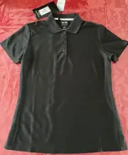 WOMENS ADIDAS CLIMACOOL TOP GOLF UPF 15+ COLLAR SHORT SLEEVE BLACK Sz XS