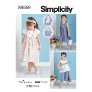 Simplicity Sewing Pattern S9559 CHILDREN'S DRESS, TOP, PANTS, PURSES AND HEADBAN