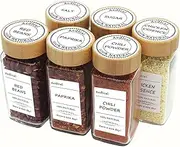 Aedlcal Glass Spice Jars, 6 Pack 4oz Spice Containers with Bamboo Lids, Seasoning Containers for Kitchen Cabinet, Airtight Sealed Seasoning Storage Bottles with Labels, Shaker Lids, Brush, Funnel