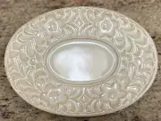 CYNTHIA ROWLEY CREAM FLORAL SCROLL CERAMIC SOAP DISH