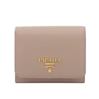 在飛比找誠品線上優惠-【PRADA 普拉達】三角牌LOGO水波紋皮革暗釦三折短夾(