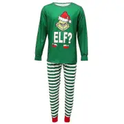 Christmas Grinch Family Matching Pyjamas Pajamas Set Top Striped Pants Outfit Sleepwear Xmas Home Nightwear For Men Women Kids -NMAOV Dad 12-18 M