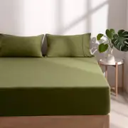 Dreamaker Superfine Washed Microfibre Combo Fitted Sheet Set Olive
