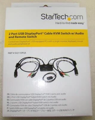 StarTech SV211DPUA 2-Port USB DisplayPort Cable KVM Switch New