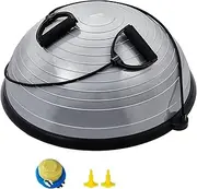 VEVOR Half Exercise Ball Trainer, 23 inch Balance Ball Trainer, 660lbs Capacity Stability Ball, Yoga Ball with Resistance Bands & Foot Pump, Strength Fitness Ball for Home Gym, Full Body Workout, Gray