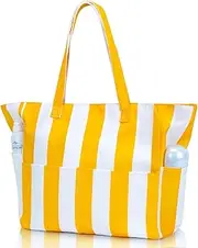 [FACAICAI] Large Beach Bags for Women, Waterproof Tote Bag with Zip, Shopping Bag Travel Bag with Pockets, Lightweight Shoulder Bag Handbags for Pool