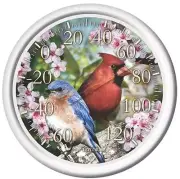 NEW TAYLOR 12" DIAL CARDINAL BLUE RED BIRD INDOOR OUTDOOR THERMOMETER 6874028