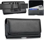 Funny Pack Compatible with iPhone 15 14 13 12 Pro,XR Leather Belt Clip Phone Holster, Phone Pouch Wallet Case Compatible with Galaxy S24 S23 S22【Card Holder】 Belt Clip Holster