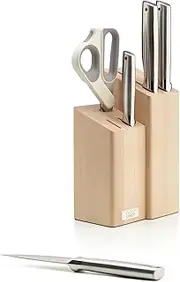 [Joseph Joseph] Fusion 5-piece Kitchen set with Knives, Cleaver and Scissors, Beechwood Knife Block