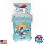 Franco The Smurfs Kids Bedding Super Soft Cozy Reversible Comforter and Sheet