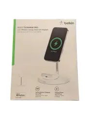 Bb. Belkin Boost Charge Pro 2-in-1 Wireless Charger Stand w/MagSafe White WIZ010