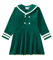 [Mini Rodini] Mini Rodini Sailor cotton velour dress Y 8/9 green