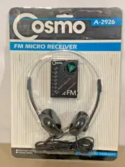 COSMO A-2926 Vintage FM Radio Micro Receiver Belt Clip Headphones New Hong Kong