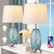 Lovlast Table Lamps Set of 2 with 3-Way Lighting Modes USB & Type C Ports - C...