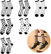 [VIDSTW] 6 Pairs Transparent Black Nylon Socks Women's Short Ultra Thin Mesh Summer Silky Cool Ruffle Socks Fine Fashionable Non-Slip Ankle Socks for Women Girls, black, 15-25