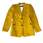 ZARA Jacket Blazer Womens XS Mustard Yellow Fitted Patch Pocket 100% Linen NWT