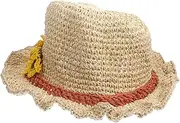 [WRITWAA] Girls Boys Straw Sun Hat Wide Brimmed Bucket Hat Uv Protection Boys and Girls for Outdoor Use Light Brown