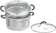 SUNHOUSE 3.3 Quart Steamer Pots with Lid 2-Tier Multipurpose Stainless Steel Steaming Pot Cookware for Vegetable, Dumpling, Sauce, Food - Triple Bottom, Measurement Line