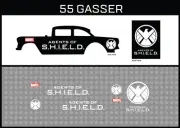 Hot Wheels (1/64), 55 Gasser "SHIELD" Waterslide, Printed White First, Decals
