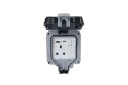 Single Outdoor Weatherproof Switched 1 Gang Socket With USB-A & USB-C