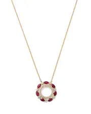 Bloomingdale's Fine Collection Ruby & Diamond Circle Pendant Necklace in 14K Yellow Gold, 18