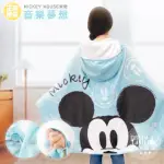 【享夢城堡】法蘭絨披肩帽毯100X140CM(迪士尼米奇MICKEY 音樂夢想-藍)