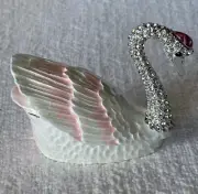 Ciel Collectables Swan Trinket Box with Swarovski Crystals Enamel Pink