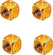 4Pcs Dice Style Tire Valve Stem Caps Compatible with Cars Motorcycles Bicycle Aluminum Alloy Nipple Caps Tyre Air Valve Dustproof Wheel Caps (Color : Dice-Gold)