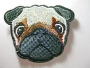 Pug Face EMBROIDERED PATCH IRON OR SEW 3.25" x 2.75"