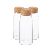 Argon Tableware Glass Storage Bottles with Cork Lids - 720ml - Pack of 3