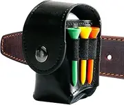 Golf Ball Tee Bag - Leather Golf Balls and Tees Holder | Leather Waist Belt Pouch, Sports Golfer Gift, Pouch Bag Storage Case with 2 and 3 Tees 1 Divot