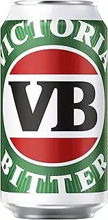Victoria Bitter, VB Beer, Full Flavoured & Full Strength Lager, 4.9% ABV, 375mL (Case of 30 Cans)