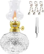 Oil Lamps Classic 7-inch Kerosene Lamp Indoor Oil Lamp with 3 Cores Old Hurricane Lamp for Desktop Decoration and Emergency Lighting Desktop Churches Lamp