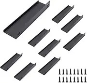 Set of 8 NUZAMAS Kitchen Lip Pull Handles, Aluminum Alloy, Matt Black, Door Handles, Concealed Finger Pull Handle for Home Kitchen Door Drawer Cabinet, 15cm