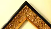 23 X 28 STANDARD PICTURE FRAME 3" WIDE BLACK & GOLD LEAF CARVED MOULDING