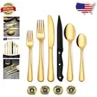 Durable 48-Piece Gold Cutlery Set with Steak Knives - Perfect for Any Occasion