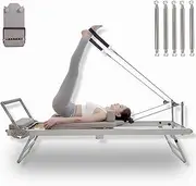Foldable Pilates Reformer,Multifunctional Folding Yoga Bed for Home and Gym,Core Workout Equipment