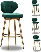 Luxury Barstool Bar stools Modern Velvet Counter Stools Set of 4-360° Swivel Counter Height Stools Bar Stools Barstools with Back Rest for Kitchen Island - Dining Chairs Seat Height 75cm,Green
