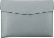 PU Leather A4 File Folder Document Holder Waterproof Portfolio Envelope Folder Case with Snap Closure Blue (Grayish Blue, 24.5 * 33CM)