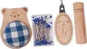 Generic Pin Cushion with Pins Needle Holder Embroidery Small Portable Needlework DIY Sewing Craft, Bear Shaped