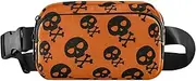 [Amooorous] Black Halloween Skeleton Stylish Fanny Pack Waist Bag for Women Men Mini Sling Chest Bag with Adjustable Strap for Shopping Sports Work, Black Halloween Skeleton, 1 size