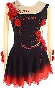 [Zagitova] Ice Figure Skating Dress for Girls Applique Women Back Zipper Competition Dance Outfit with Shiny Rhinestones