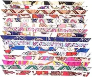 [KESYOO] 16pcs Ribbon Hairband Scarf Narrow Handbag Handle Wrap Fashion Silk Neckerchief Ponytail Hair Scarf Scrunchies Necktie for Lady Women (Assorted Color)