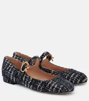 [Gianvito Rossi] Gianvito Rossi Mary Ribbon bouclé Mary Jane flats AU 9 black