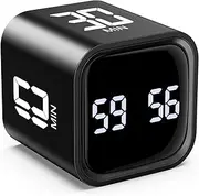 OQIMAX Digital Kitchen Timer,Cube Timer LED Display Countdown Timer with 2 Gear Mode,60 Minutes&Custom,Rechargable Rotation Timer with Adjustable Volume, for Study,Cooking