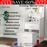 Artiss Dressing Table Bedside Tables 2-in-1 Set Hidden Makeup Mirror Drawer New