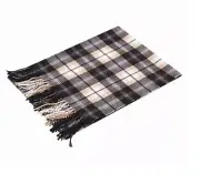 Saferin Mens Womens Cashmere Lambswool Scarf Black Tan Plaid FAST SHIP! AC3